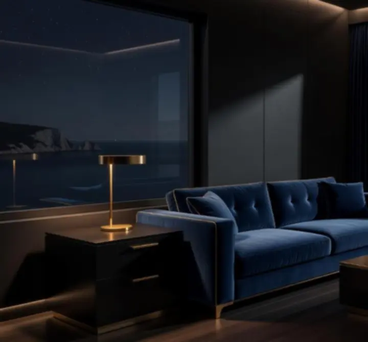 Noćni prikaz ekskluzivne hotelske suite Blackjack Hall